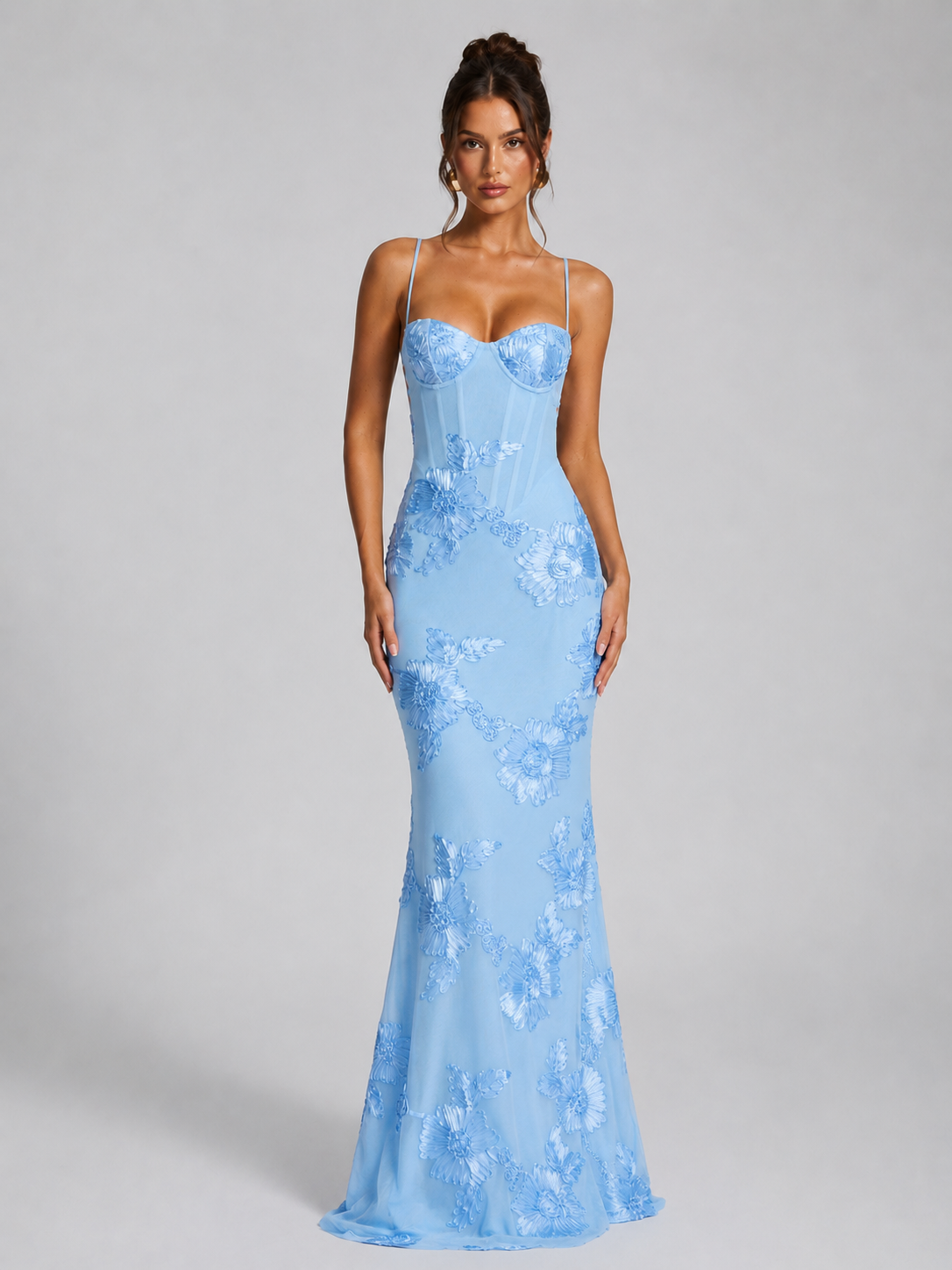 Floral Maxi Bodycon Dress – Elegant Occasion Silhouette