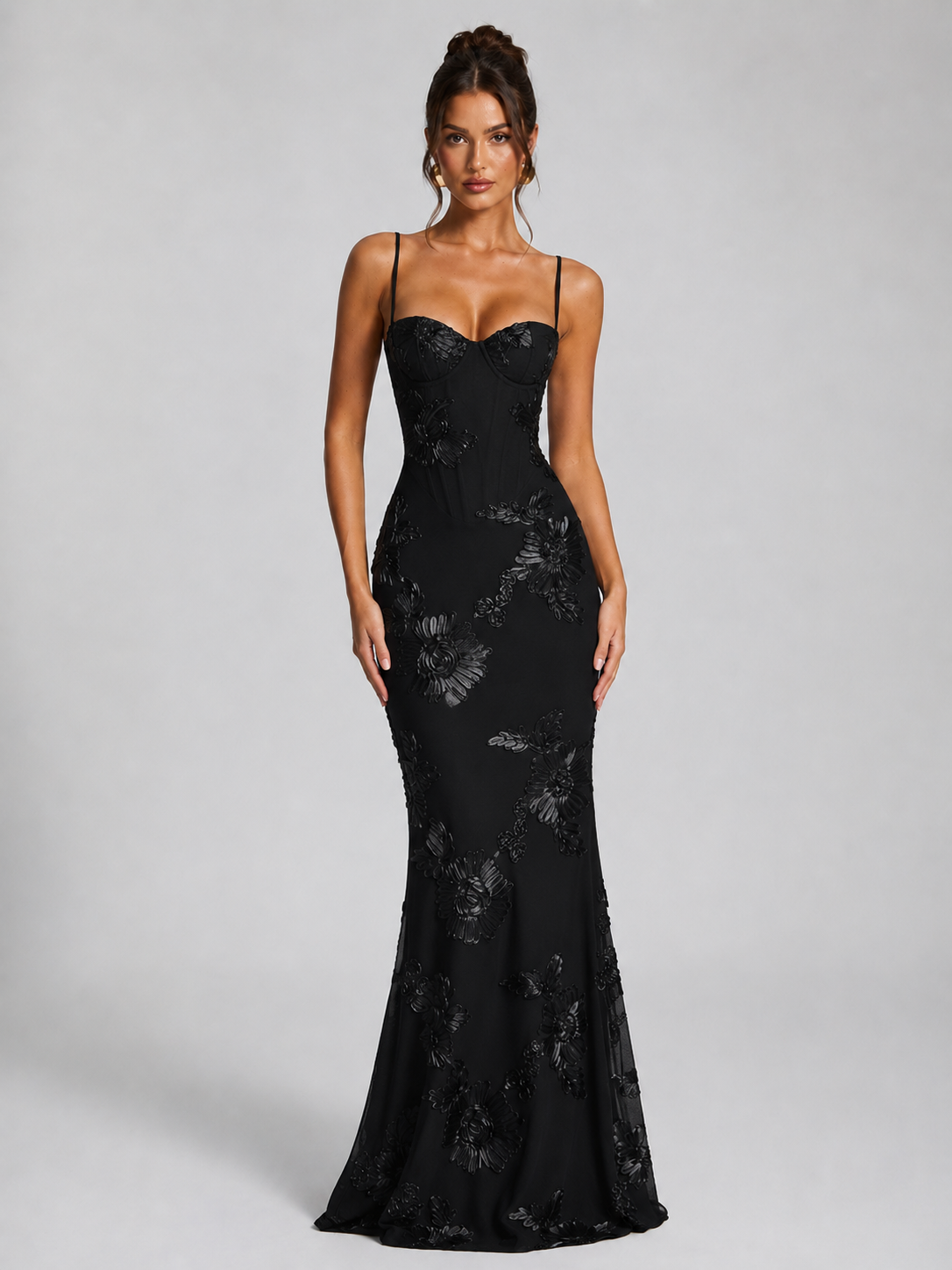 Floral Maxi Bodycon Dress – Elegant Occasion Silhouette