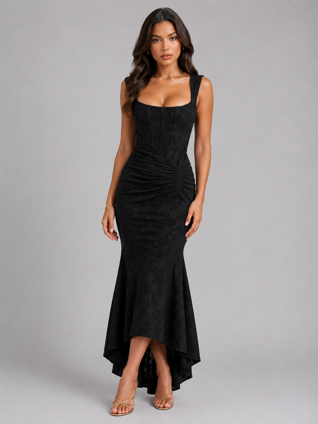 Floral Maxi Bodycon Dress – Evening-Ready Elegance