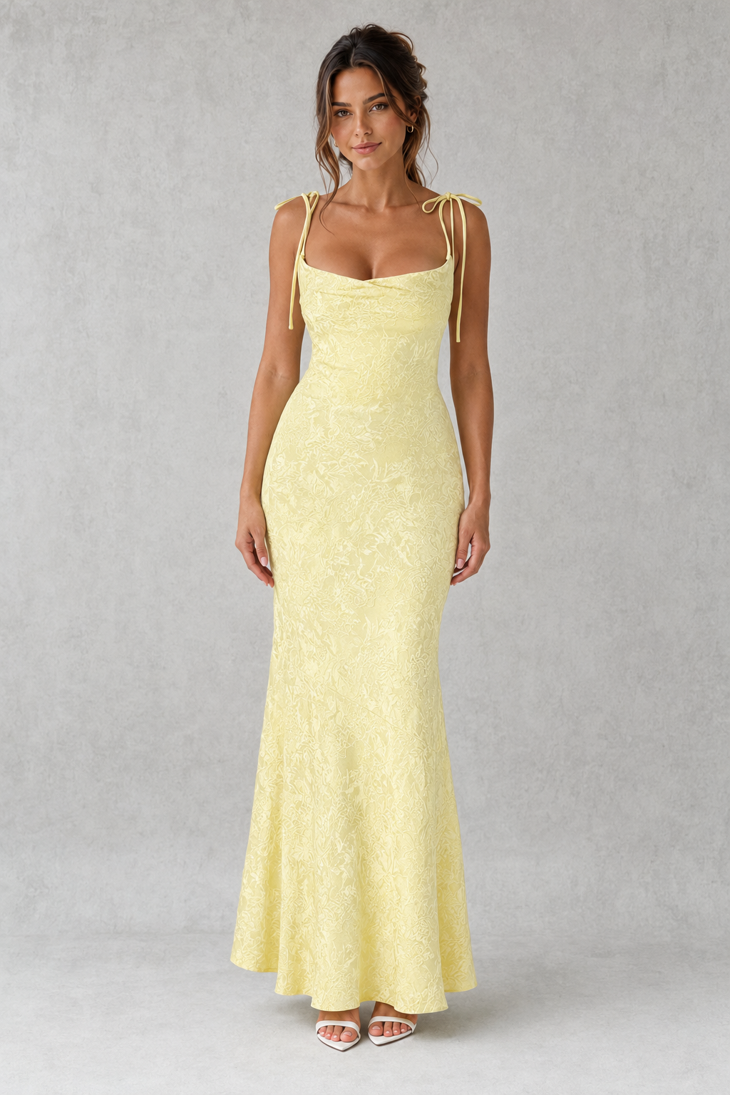 Floral Maxi Cowl Dress – Evening-Ready Elegance