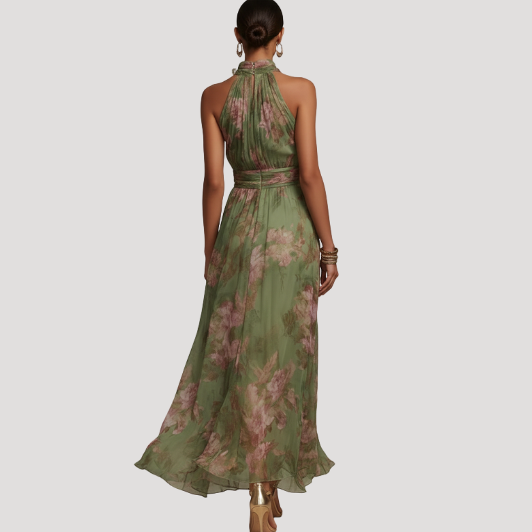 Floral Maxi Halter Wedding Guest Dress – Refined Occasion Look