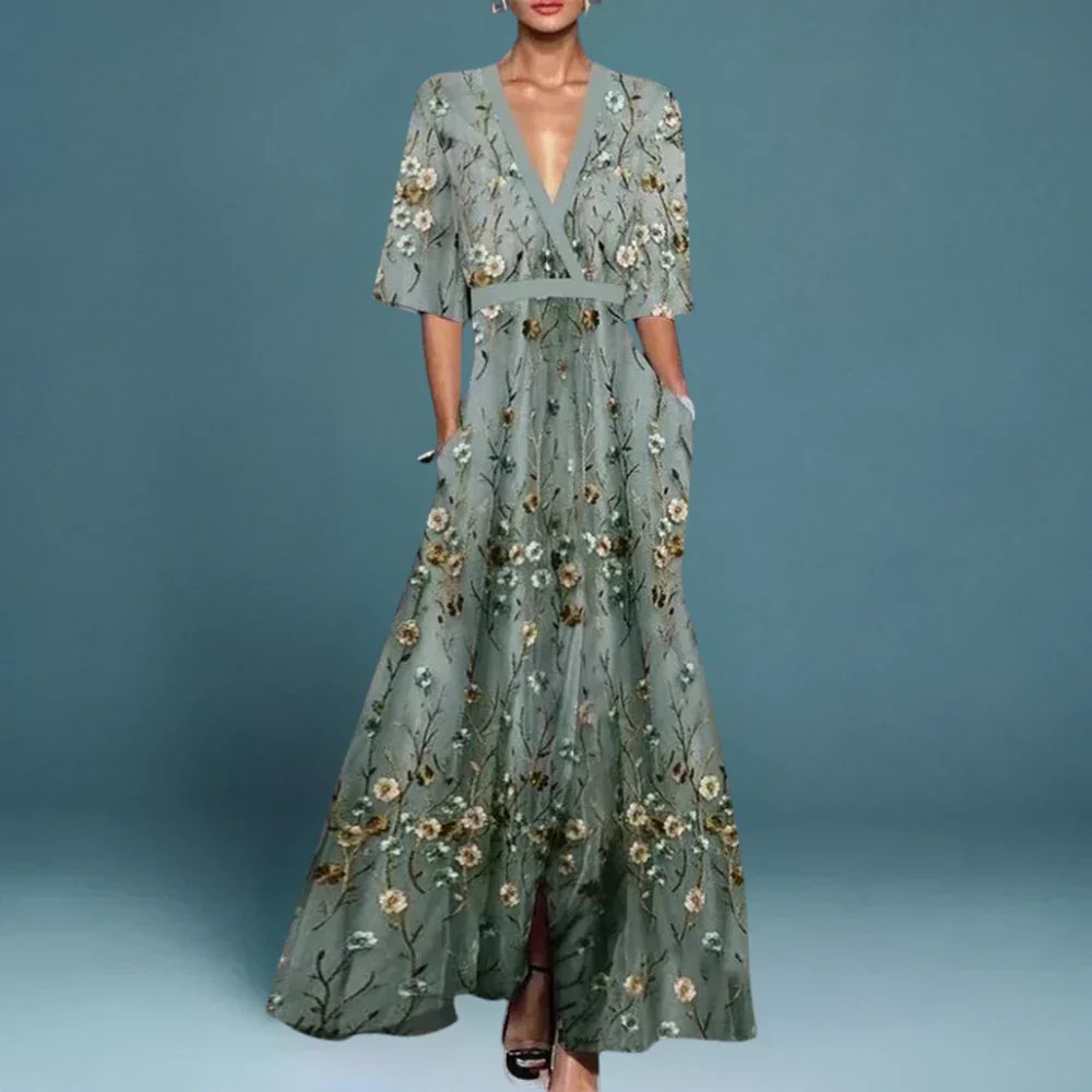 Floral Maxi V-Neck Dress – Effortless Summer Style