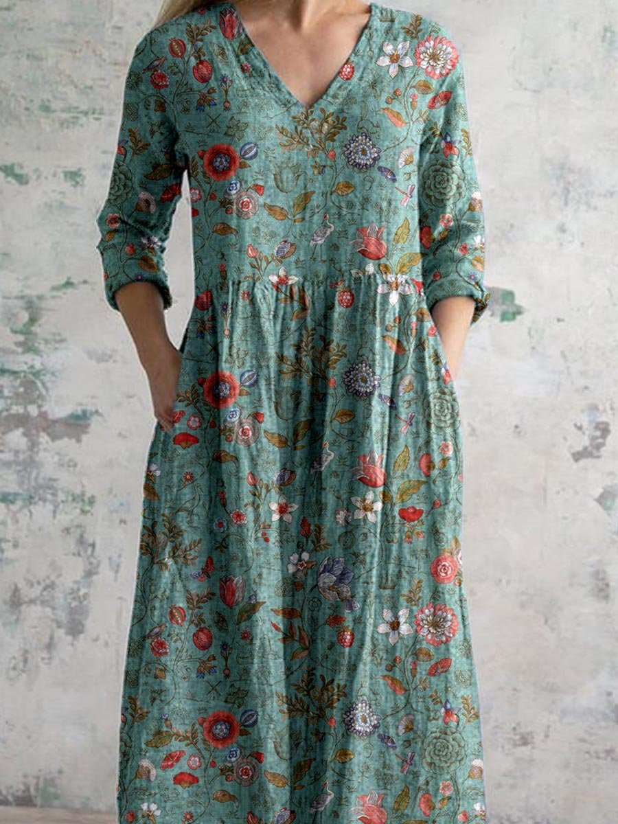 Floral Maxi V-Neck Dress – Relaxed Summer Style