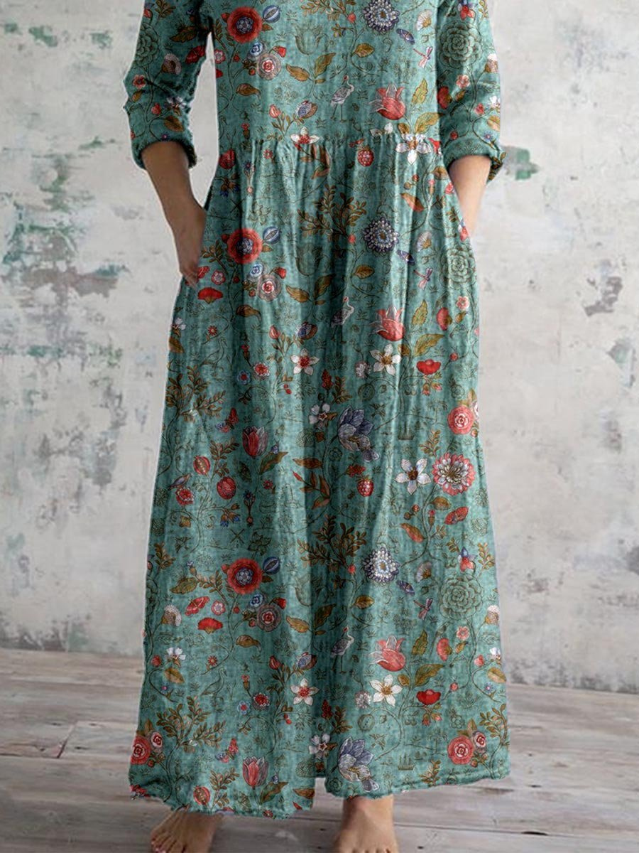 Floral Maxi V-Neck Dress – Relaxed Summer Style