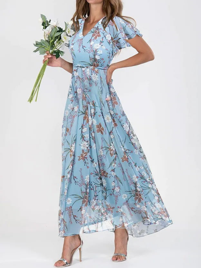 Floral Maxi Wedding Guest Dress – Elegant Summer Occasion Style
