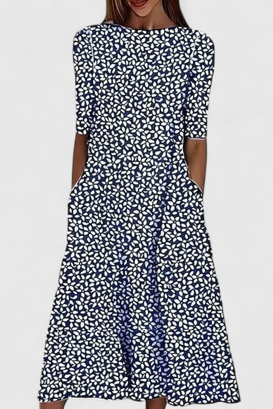 Floral Midi A-Line Dress – Smart Everyday Style