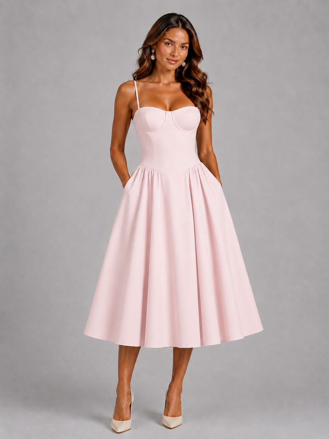 Floral Midi Bodycon Wedding Guest Dress – Effortless Elegance