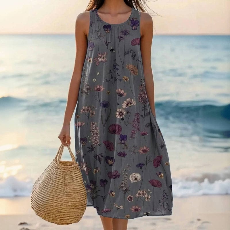 Floral Midi Scooped Dress – Relaxed Holiday Look