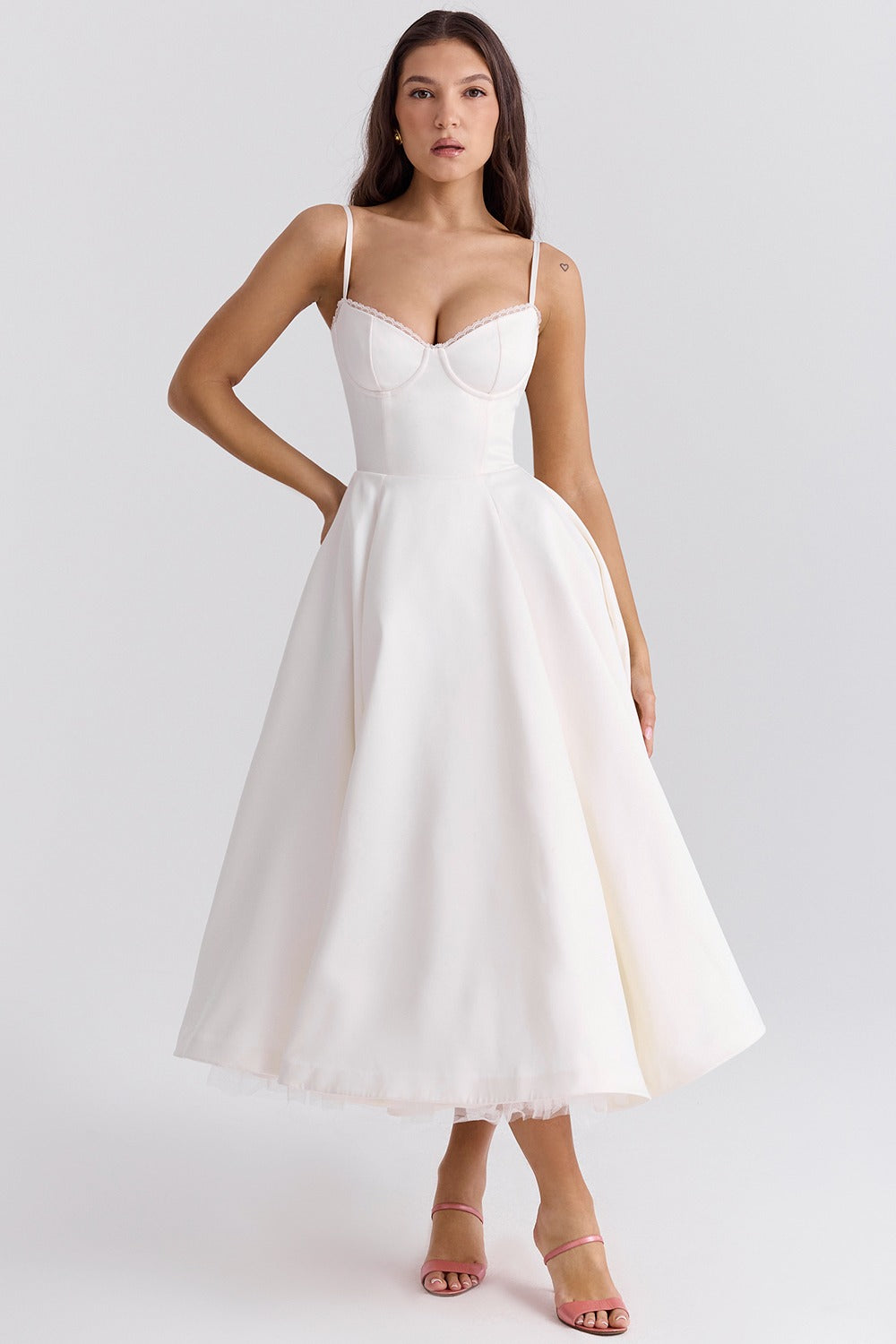Floral Midi Skater Dress – Elegant Occasion Silhouette