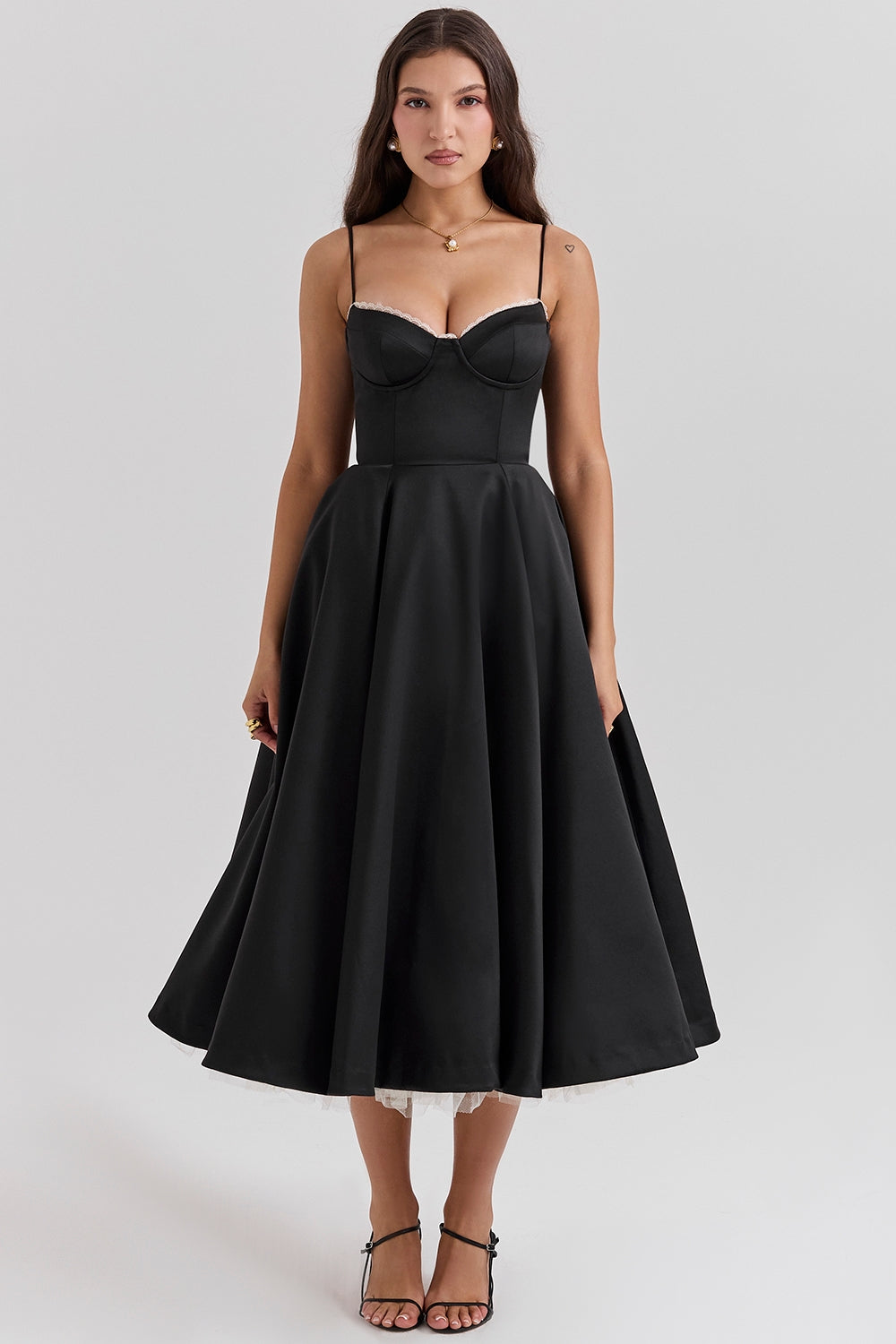 Floral Midi Skater Dress – Elegant Occasion Silhouette