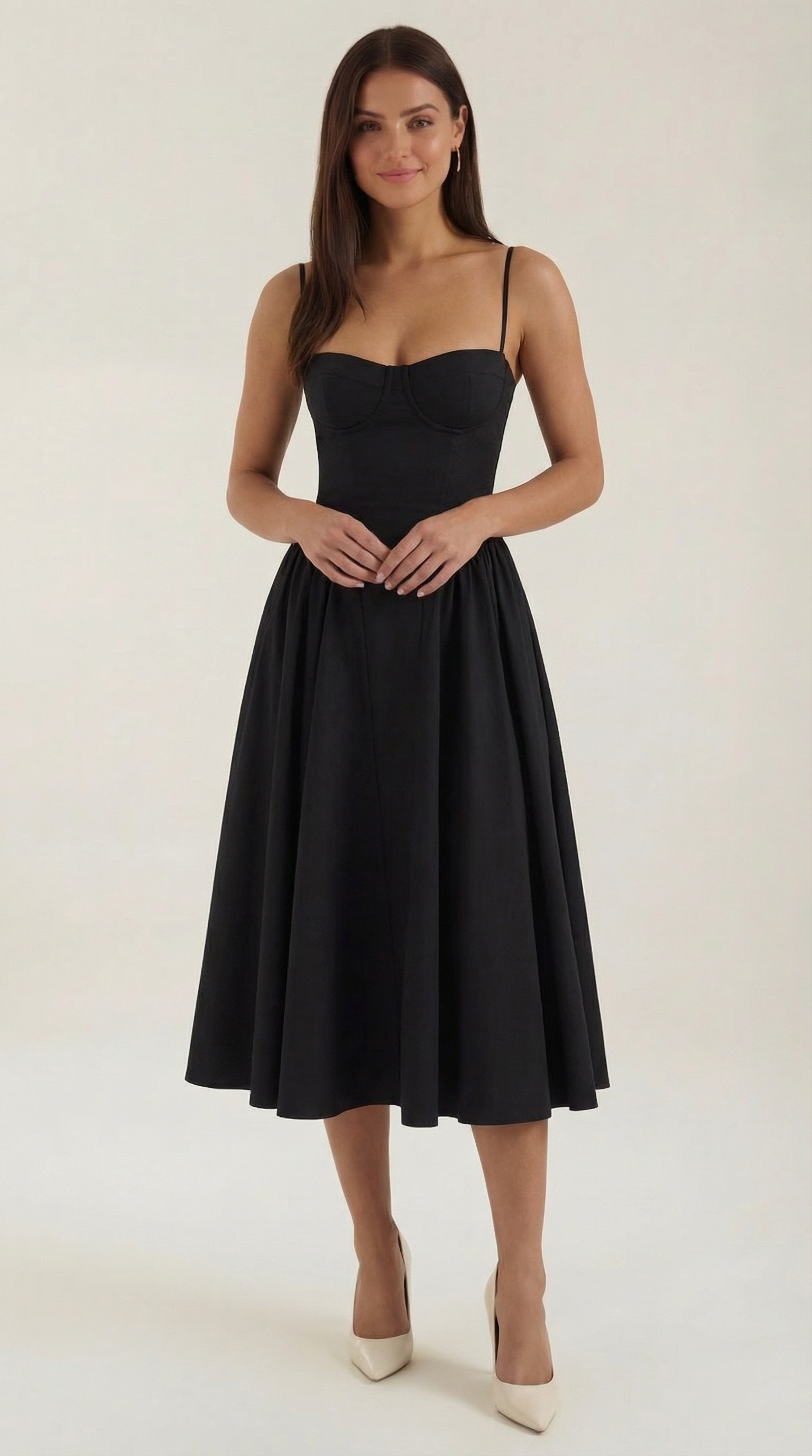 Floral Midi Sweetheart Dress – Effortless Summer Silhouette