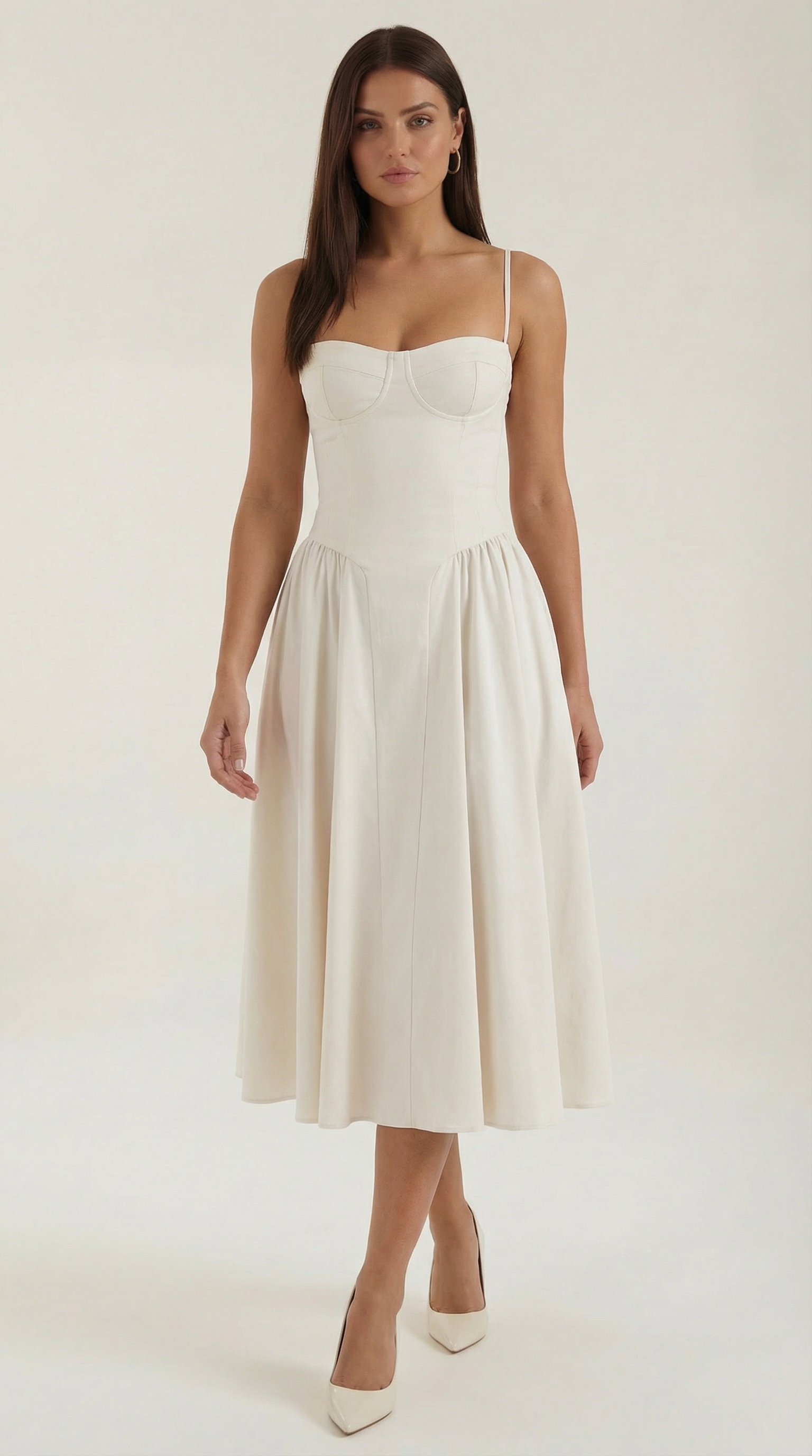 Floral Midi Sweetheart Dress – Effortless Summer Silhouette