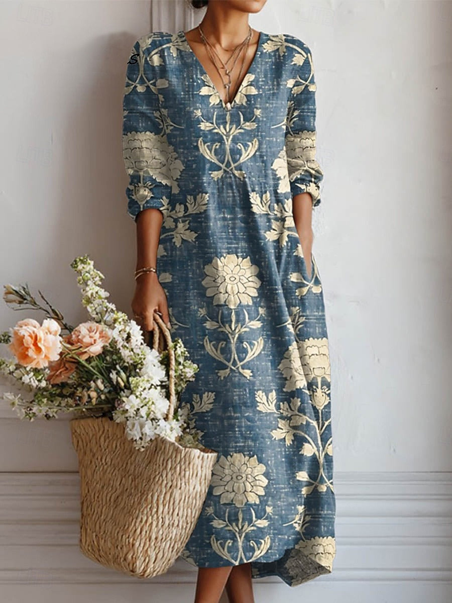 Floral Midi V-Neck Dress – Effortless Summer Style
