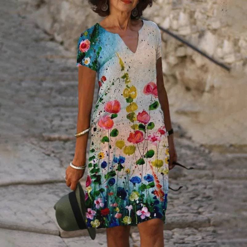 Floral Midi V-Neckline Dress – Easy Warm-Weather Style