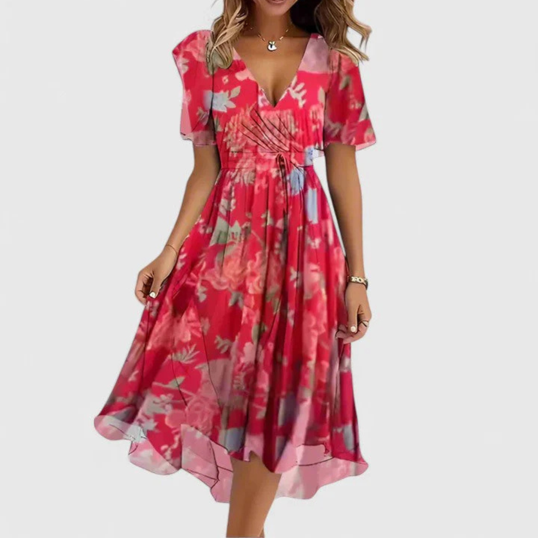 Floral Midi Wedding Guest Dress – Elegant Summer Occasion Style