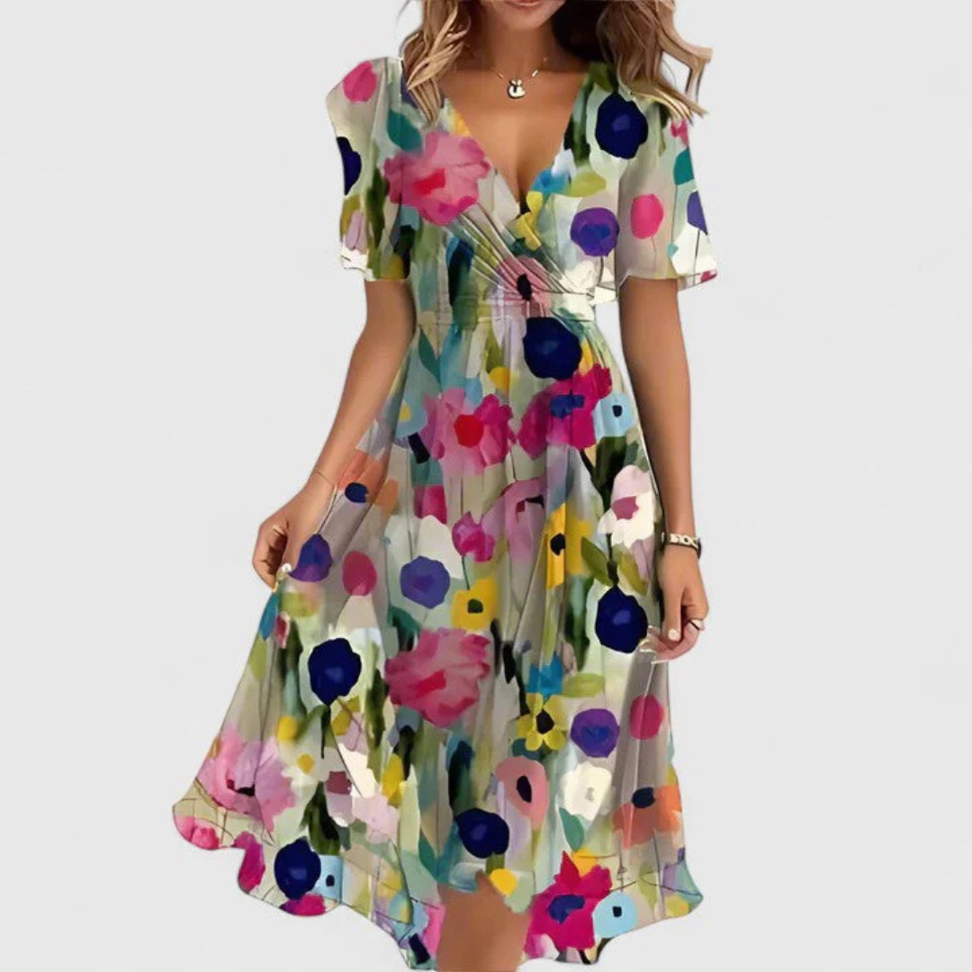 Floral Midi Wedding Guest Dress – Elegant Summer Occasion Style