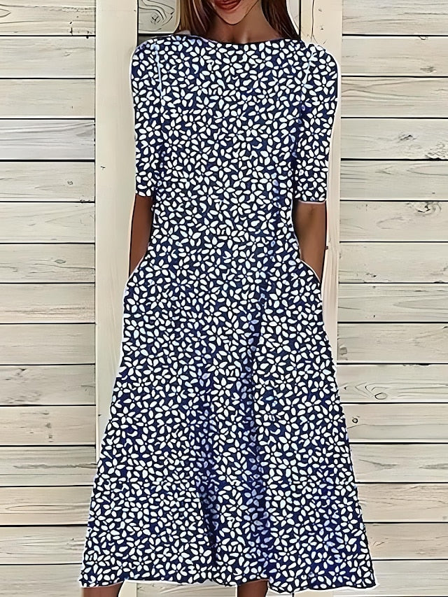Floral Round-Neck Dress – Effortless Summer Style