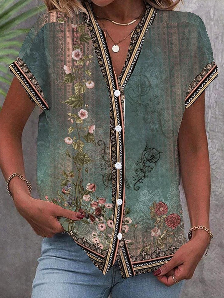 Floral V-Neck Blouse – Easy Summer Style