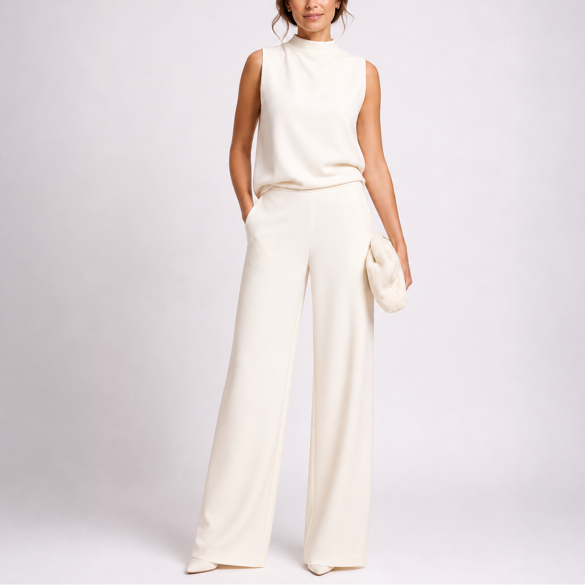 High-Neck Jumpsuit – Elegant Warm-Weather Style