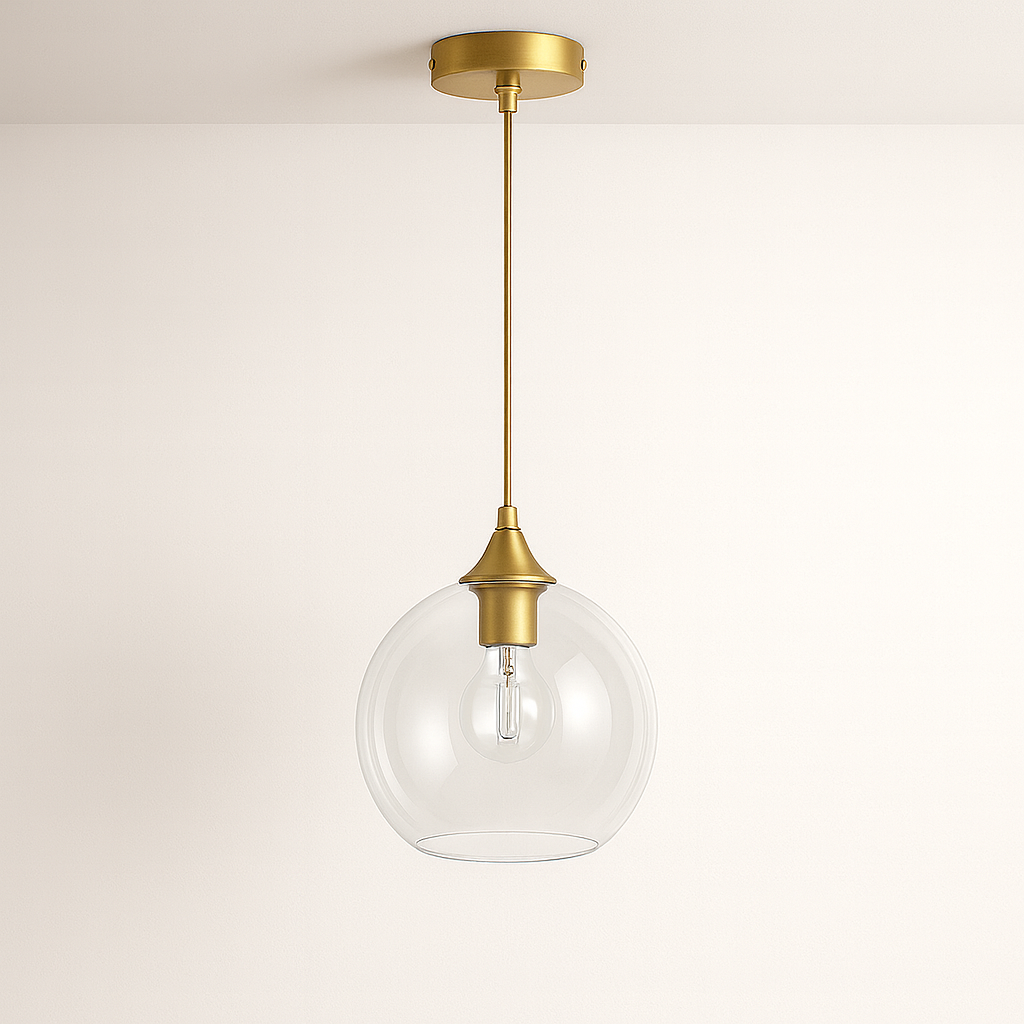 Gold Glass Pendant Light Fixture – Modern Globe Ceiling Light