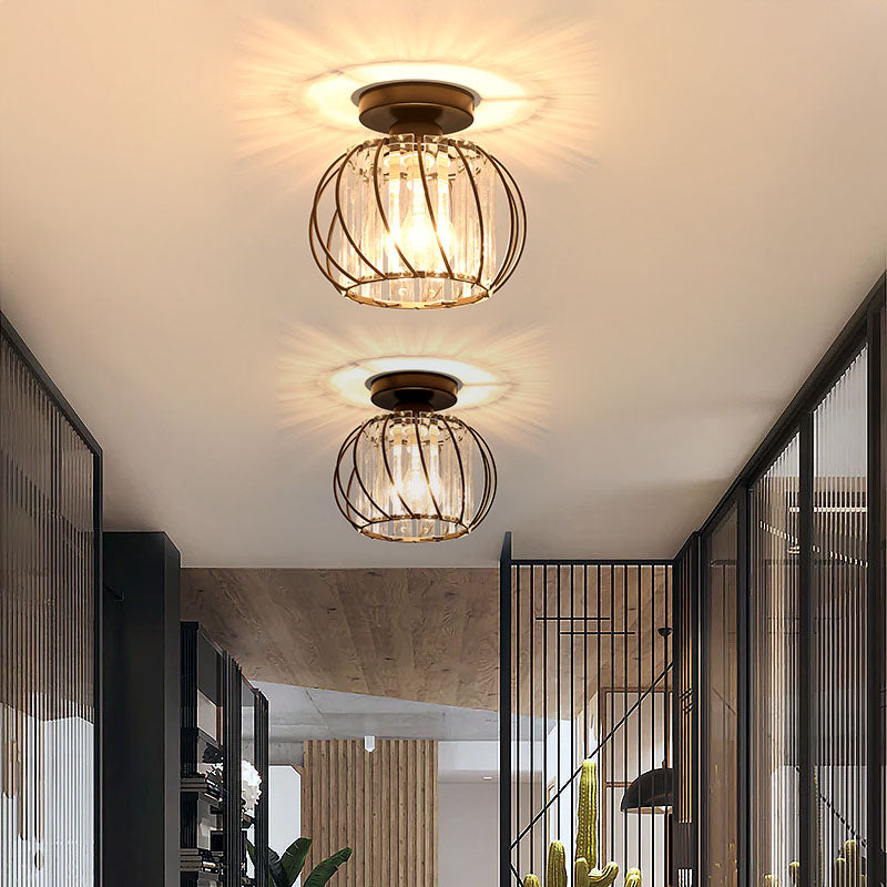 Semi-Flush Mount Ceiling Light Fixture – Modern Black Glass Ceiling Light