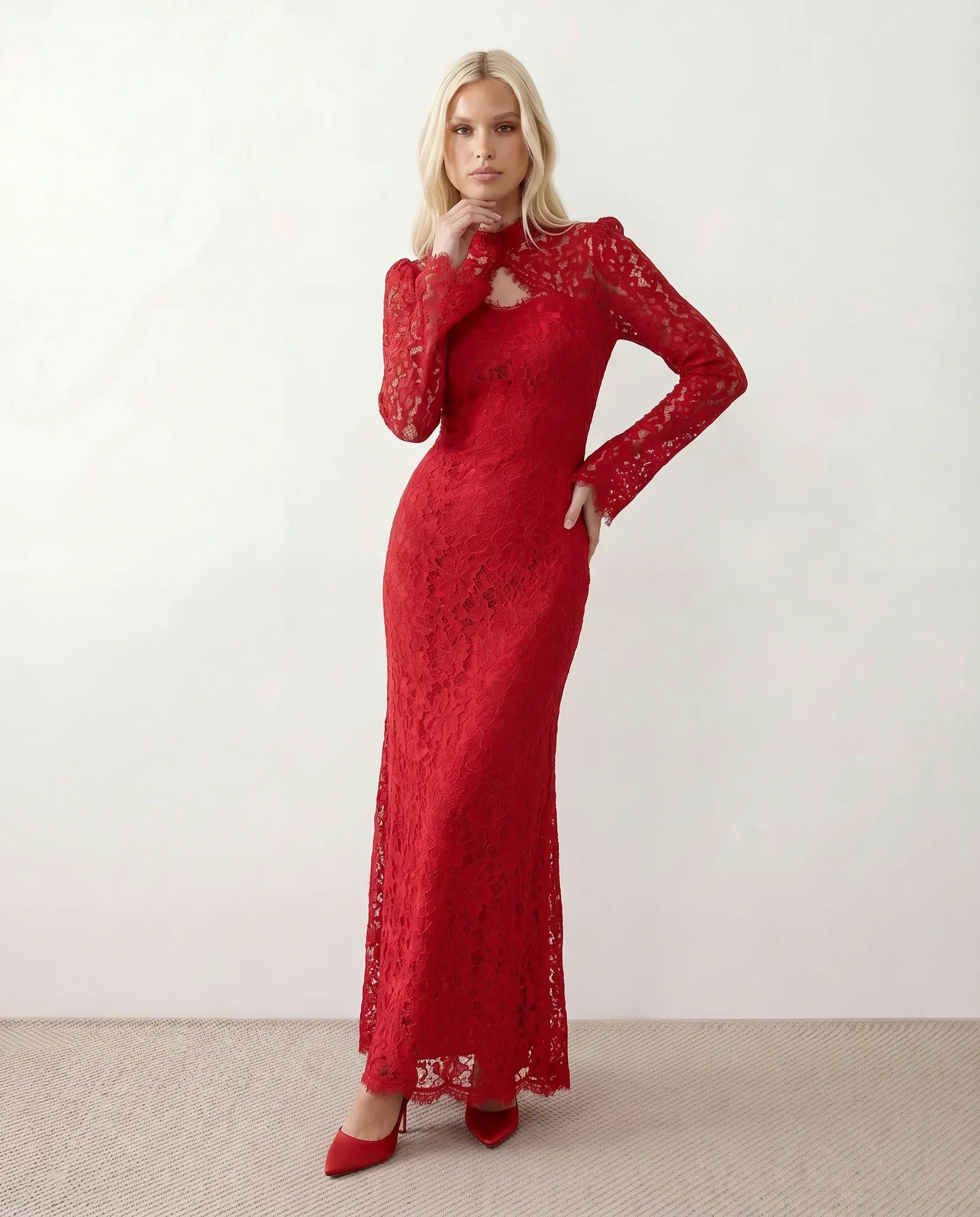 Lace Maxi High Wedding Guest Dress – Refined Occasion Look