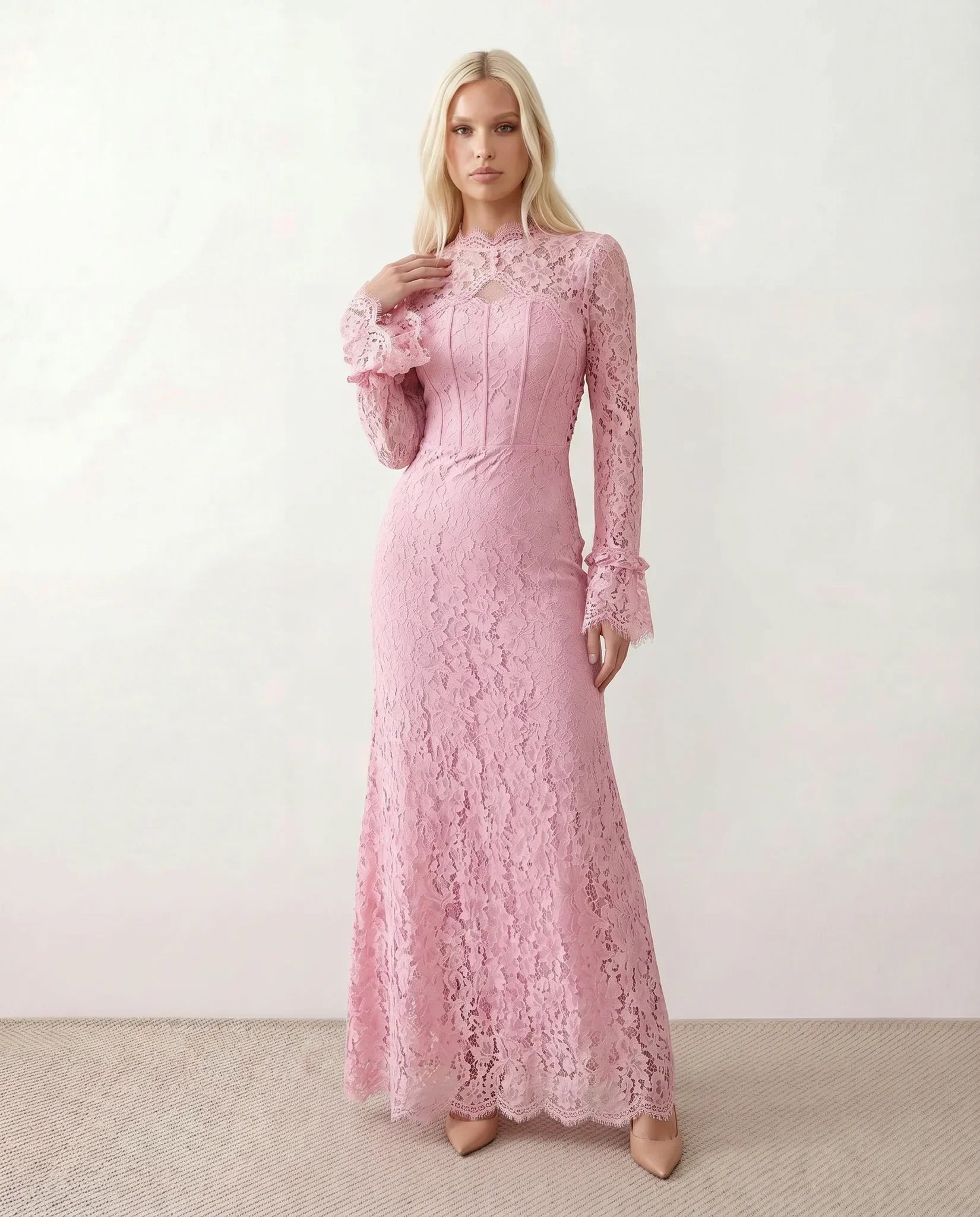 Lace Maxi High Wedding Guest Dress – Refined Occasion Look