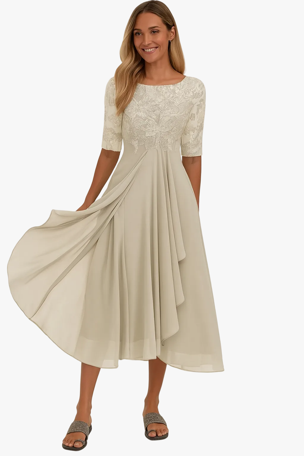 Lace Midi Wedding Guest Dress – Elegant Summer Occasion Style