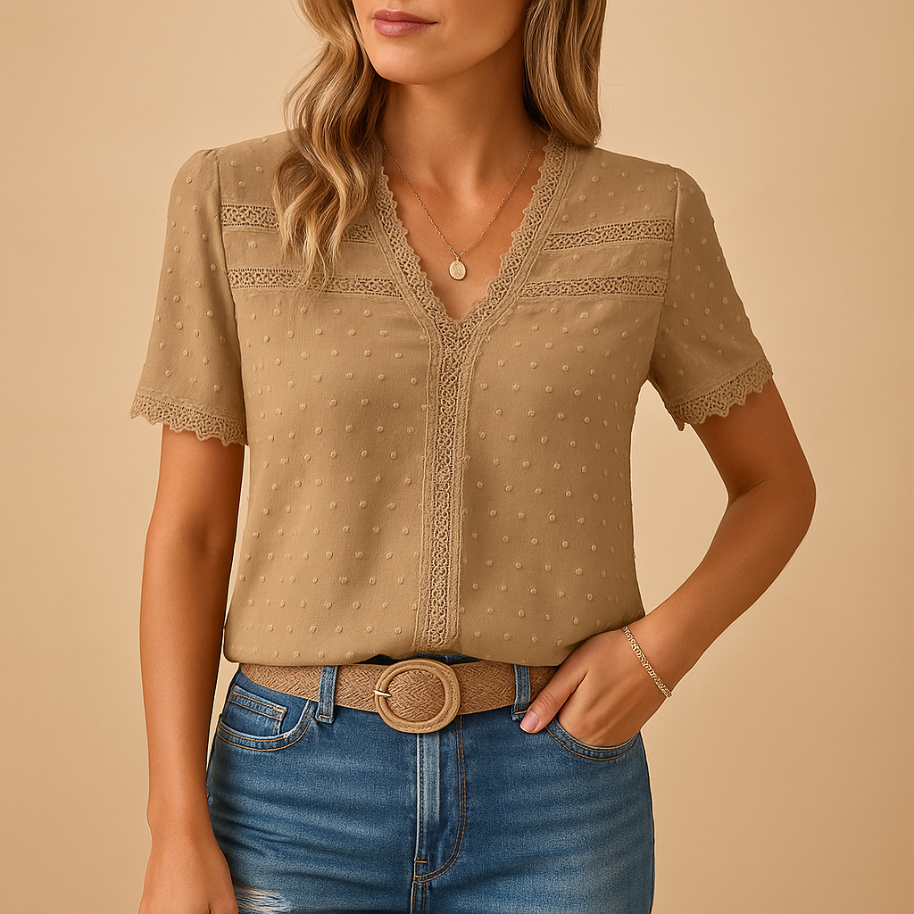 Lace V-Neckline Blouse – Relaxed Daytime Look