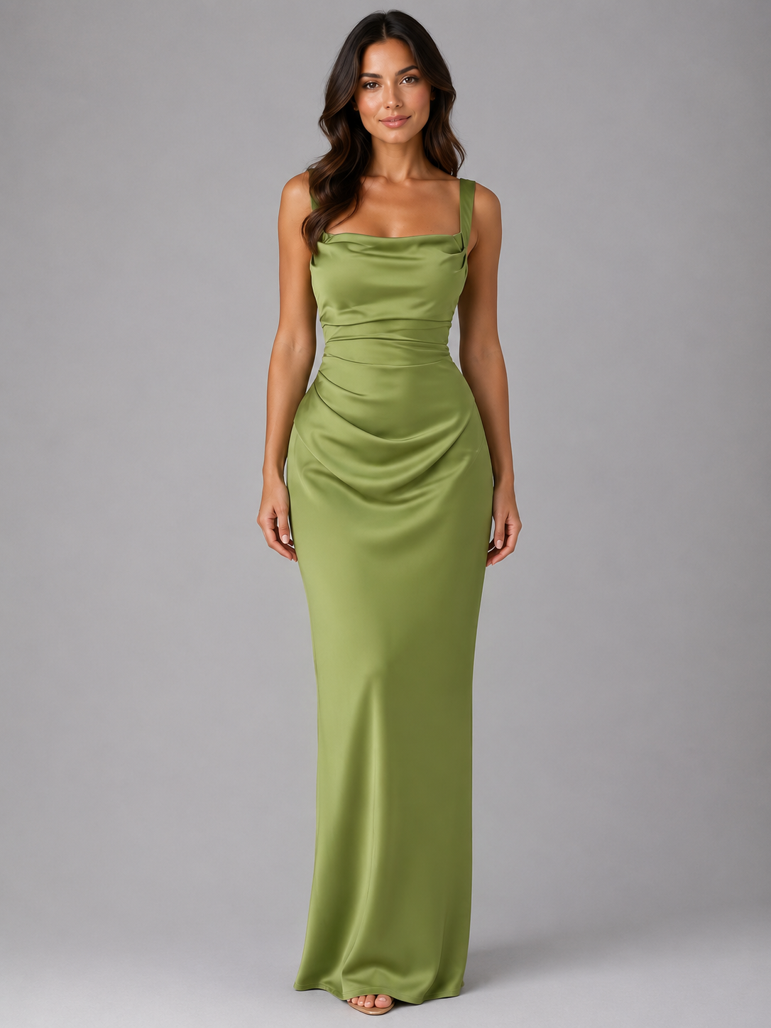 Maxi Square-Neck Dress – Elegant Occasion Silhouette