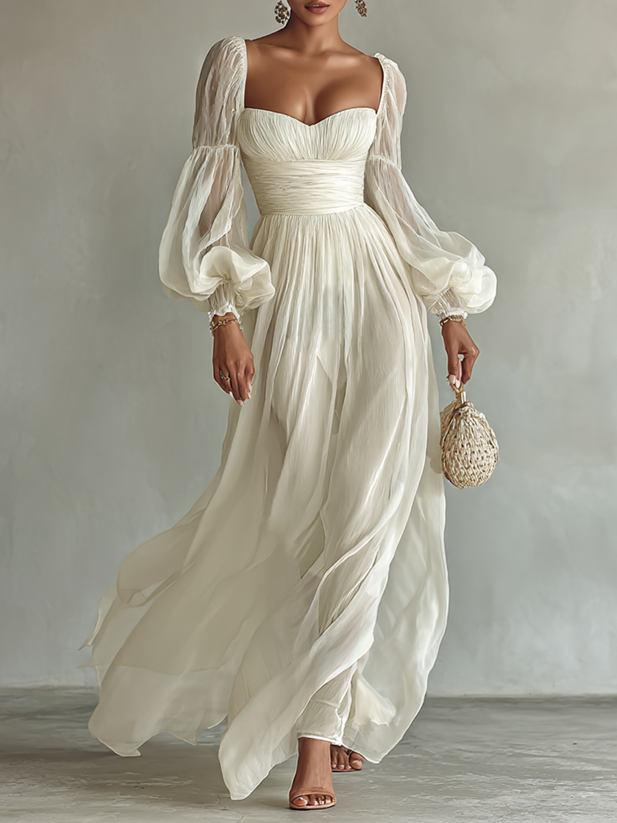 Maxi Square-Neck Dress – Elegant Occasion Silhouette