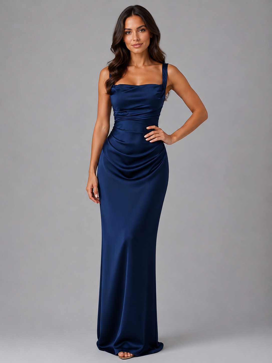 Maxi Square-Neck Dress – Elegant Occasion Silhouette