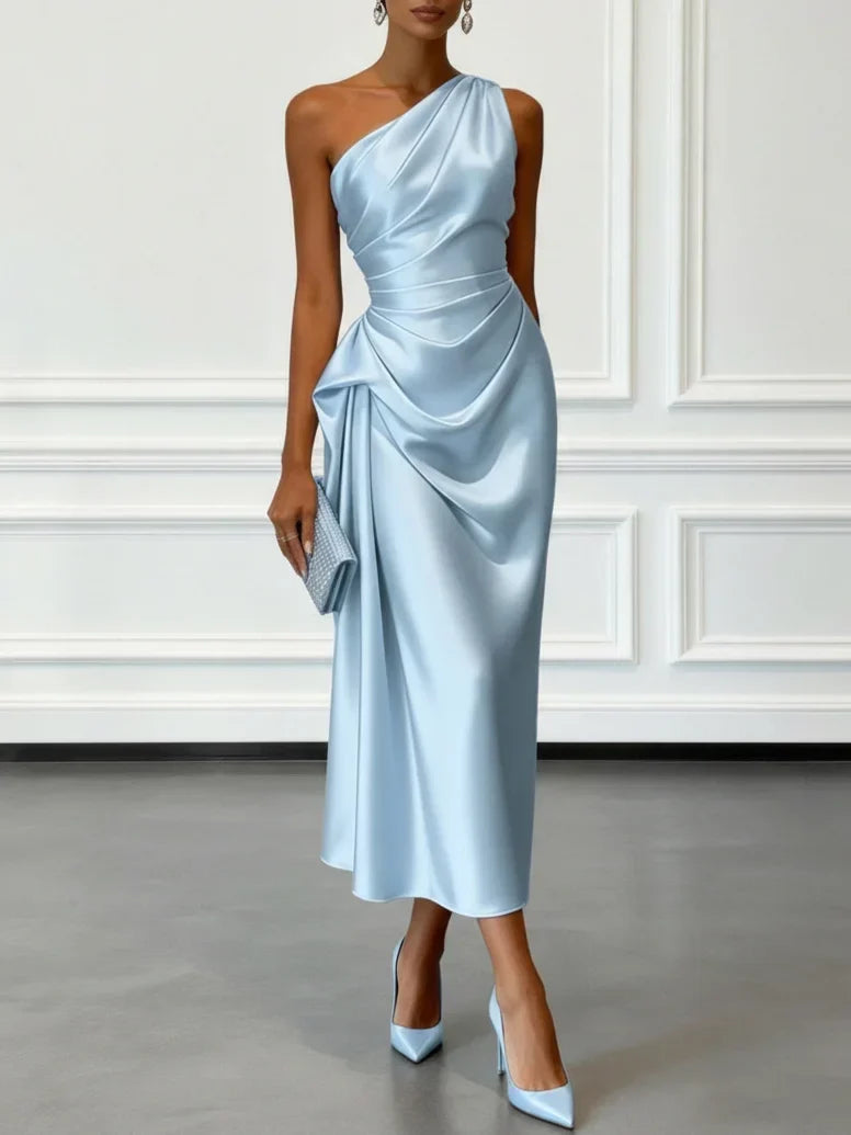 Midi One-Shoulder Dress – Evening-Ready Elegance