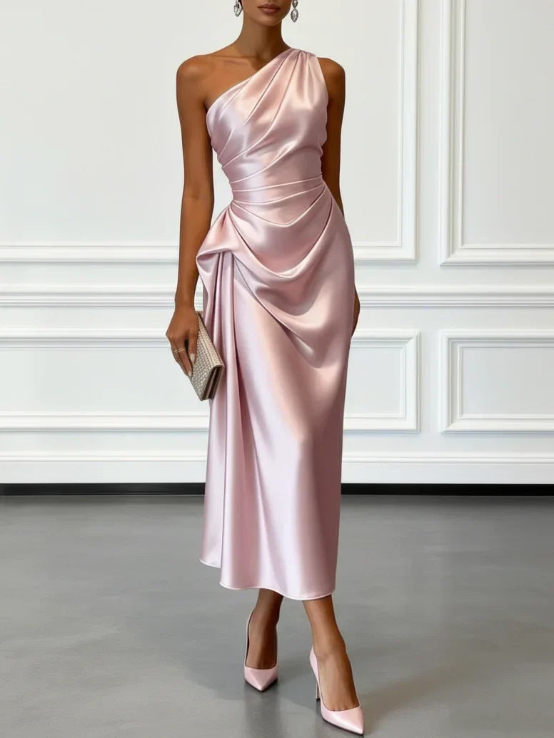 Midi One-Shoulder Dress – Evening-Ready Elegance