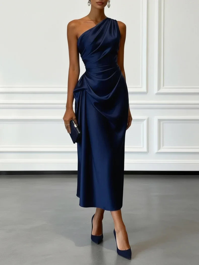 Midi One-Shoulder Dress – Evening-Ready Elegance