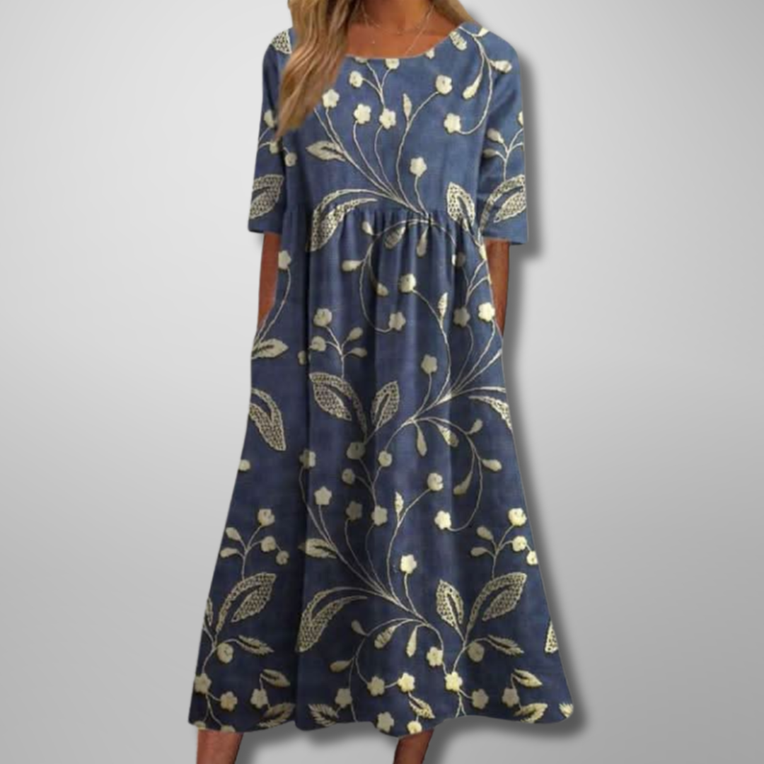 Midi Round-Neck Dress – Effortless Summer Style