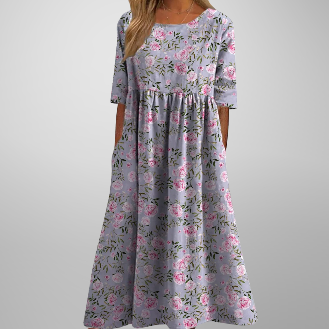Midi Round-Neck Dress – Effortless Summer Style