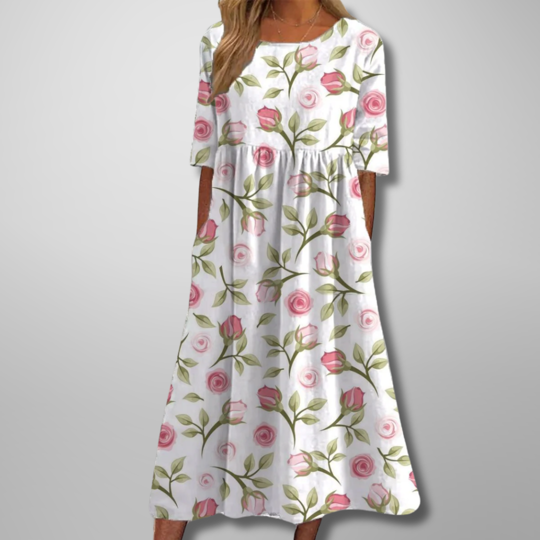 Midi Round-Neck Dress – Effortless Summer Style