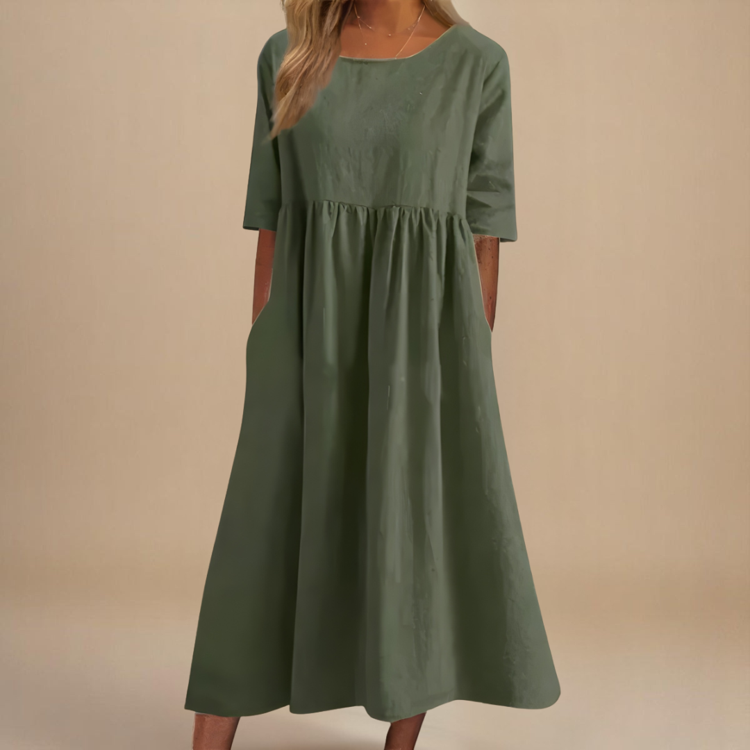 Midi Scoop-Neck Dress – Effortless Summer Style