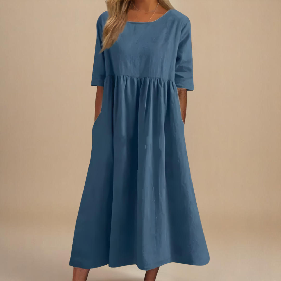 Midi Scoop-Neck Dress – Effortless Summer Style