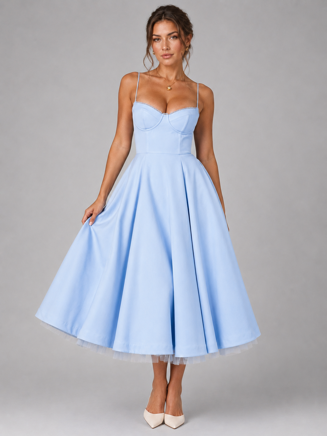 Midi Sweetheart Dress – Elegant Occasion Silhouette