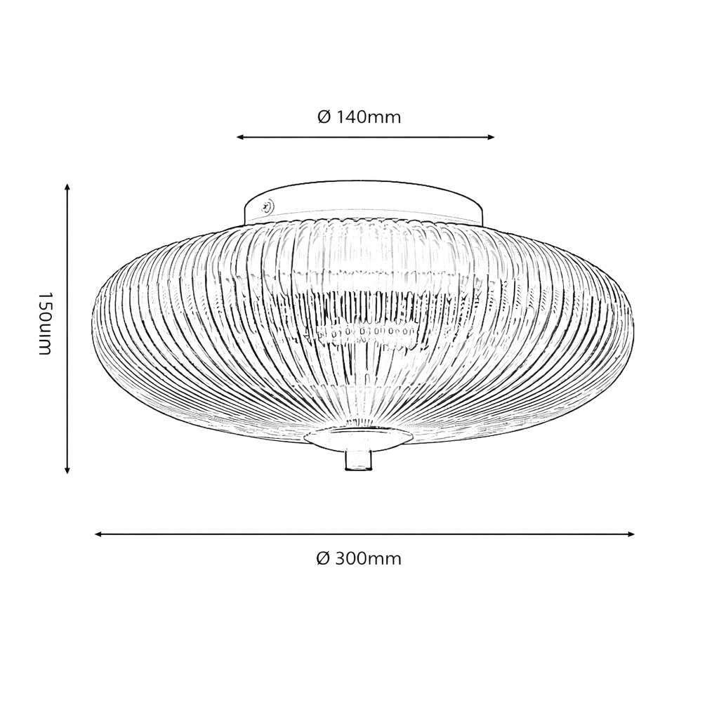 Flush Mount Ceiling Light Fixture – Modern Ribbed Glass Ceiling Light