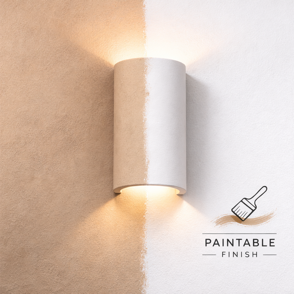 Wall Sconce Light Fixture – Modern Up and Down Wall Sconce in Paintable Plaster