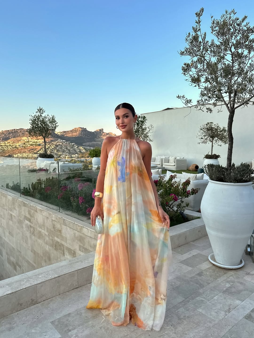 Printed Maxi Halter Wedding Guest Dress – Refined Occasion Look