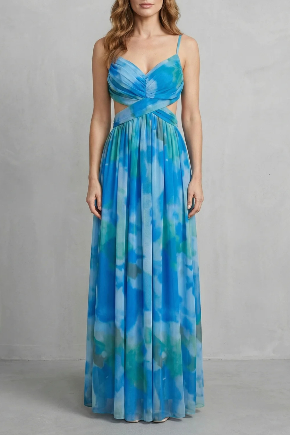 Printed Maxi Sleeveless Dress – Evening-Ready Elegance