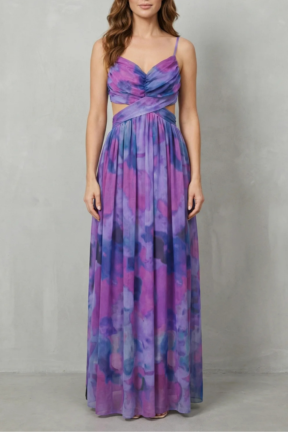 Printed Maxi Sleeveless Dress – Evening-Ready Elegance