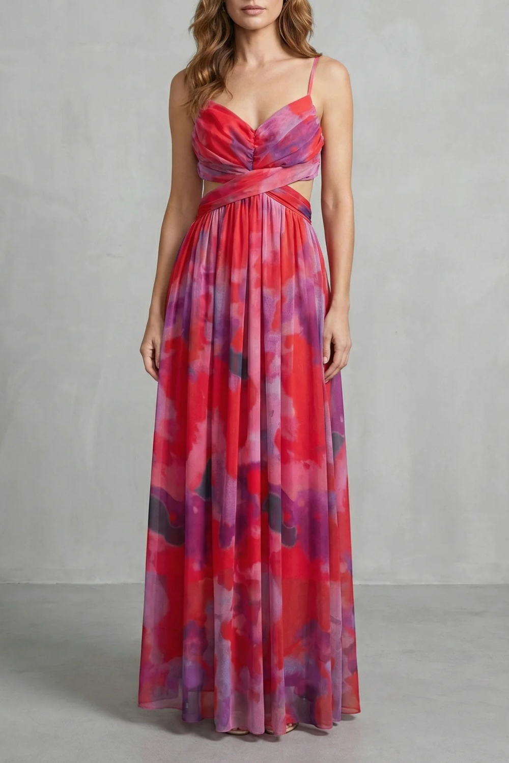 Printed Maxi Sleeveless Dress – Evening-Ready Elegance