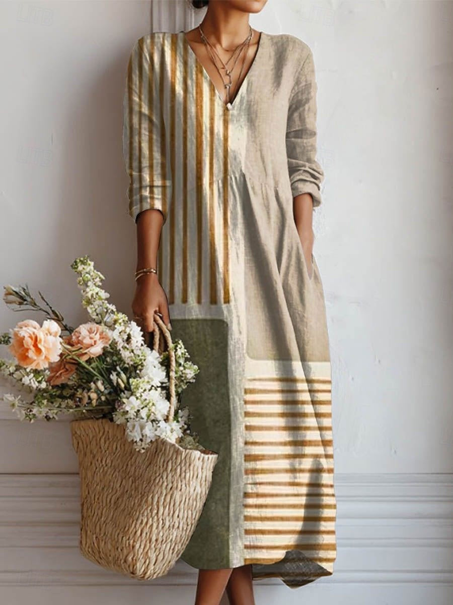 Printed Midi V-Neck Dress – Effortless Summer Style