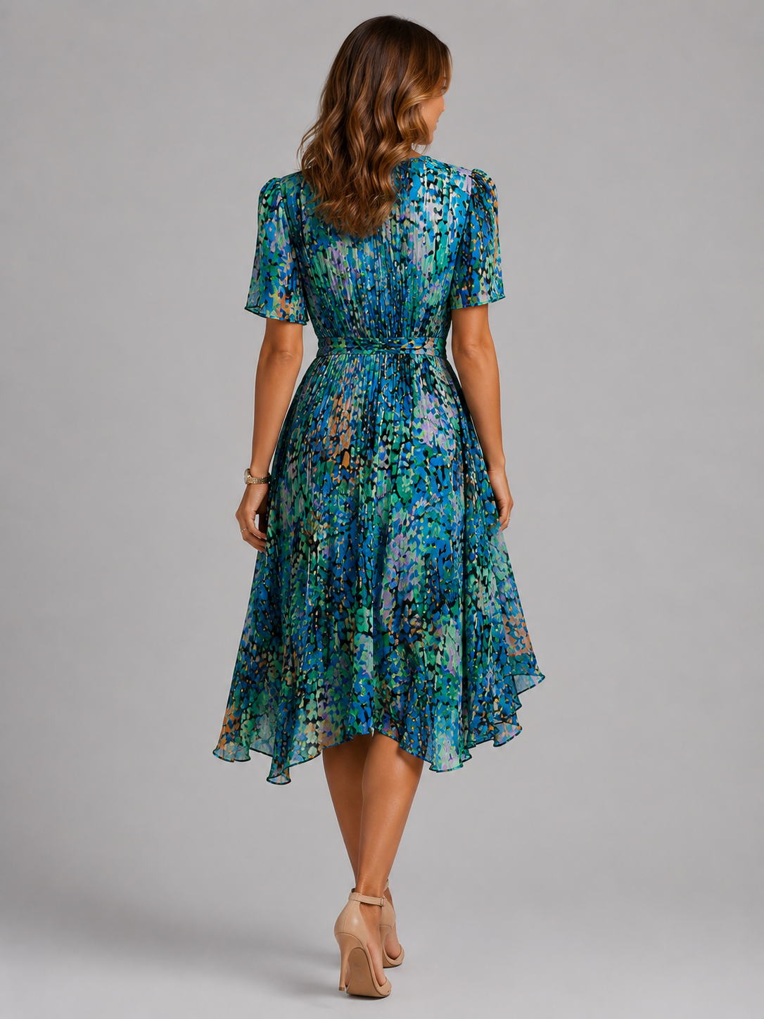 Printed Midi V-Neckline Dress – Easy Warm-Weather Style