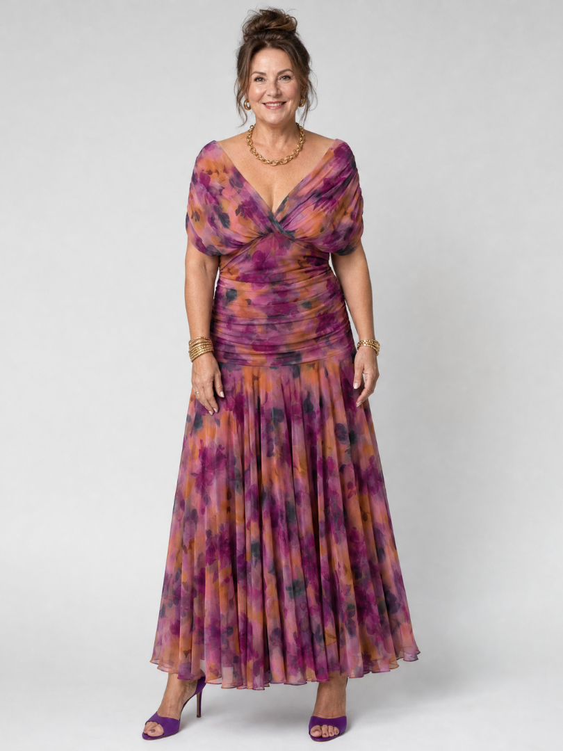 Printed Midi Wedding Guest Dress – Elegant Summer Occasion Style